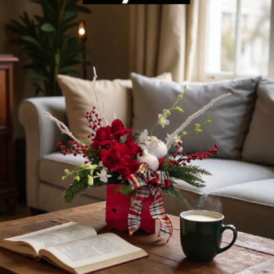 Our Christmas box features red roses, snowy branches, balls, orchids and Christmas evergreens all in a festive red box.